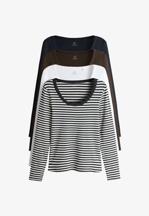 THE SET, REGULAR FIT - 4 PACK SCOOP NECK LONG SLEEVE - Longsleeve - navy light blue stripe white