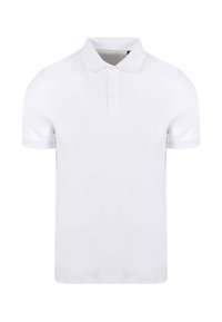 Witte polo shirt gemaakt van katoen, met een klassieke kraag, een drieknoopsluiting en korte mouwen met ribgebreide manchetten.