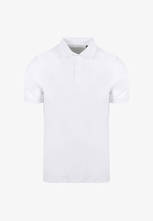 Witte polo shirt gemaakt van katoen, met een klassieke kraag, een drieknoopsluiting en korte mouwen met ribgebreide manchetten.