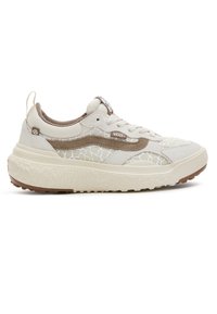 Sneakers Vans beige con mesh testurizzato bianco sporco, dettagli in suede marrone e una suola bianca spessa con battistrada a motivi per una migliore aderenza.