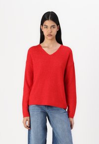 ONLY ONLCAMILLA V NECK - Strickpullover - true red