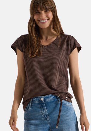 Cecil, DROPPED SHOULDER SHIRT MIT CUT-OUT-DETAIL - T-shirt imprimé - brown cacao