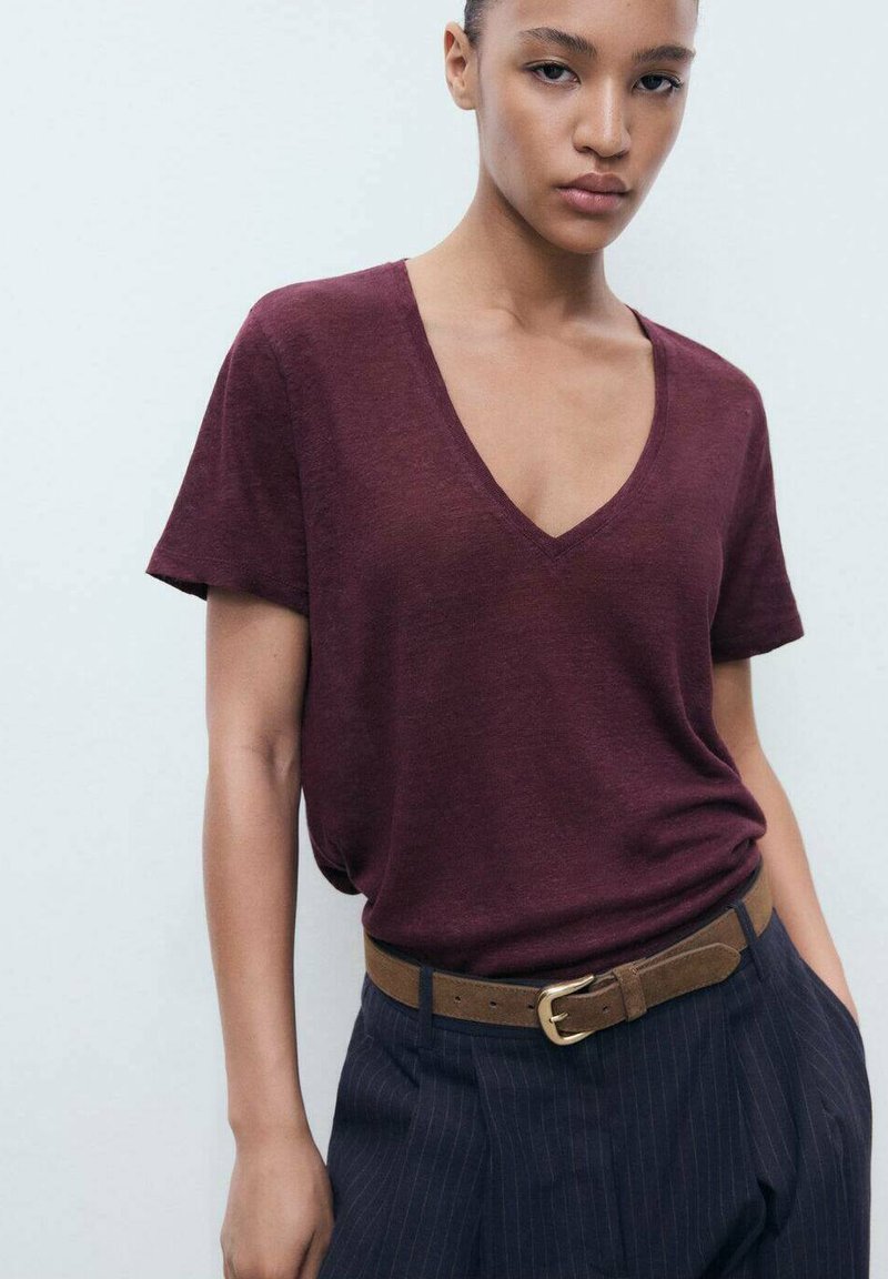 Mango Basic T-shirt - bordeaux