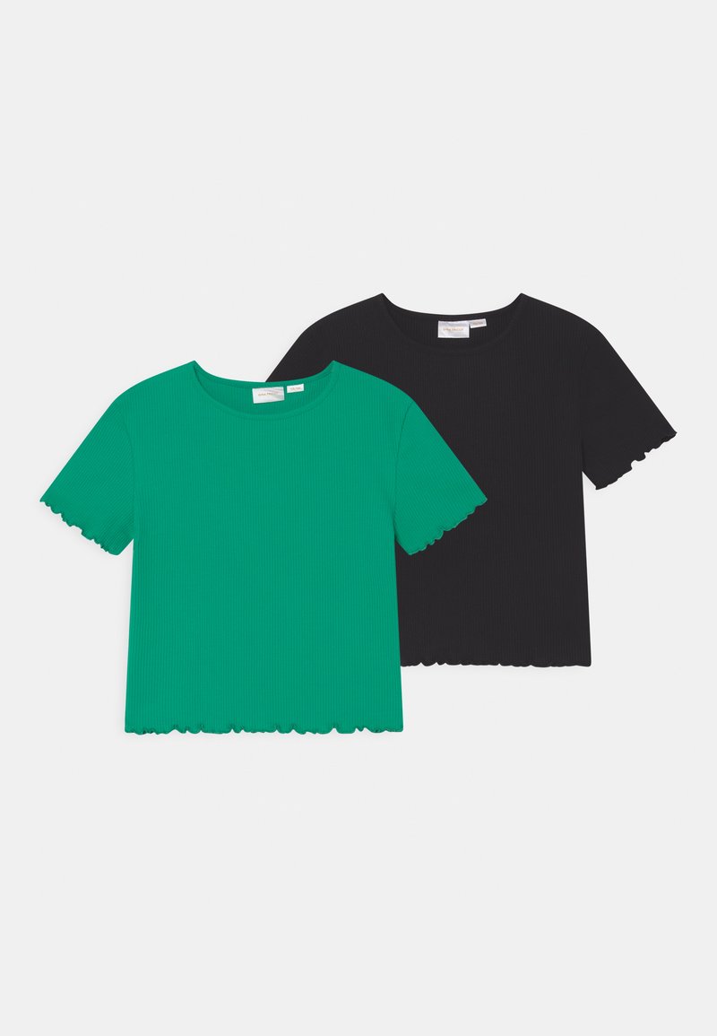 Gina Tricot Young BABY LOCK 2 PACK Tshirt basic black/green/groen