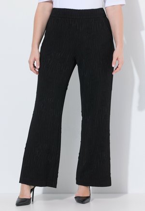 WIDE LEG ELASTIC WAIST FIT  - Bukser - black