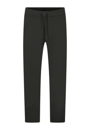 Pantalon noir ajusté avec une taille élastique et un cordon de serrage à l'avant, présenté sur un fond blanc.