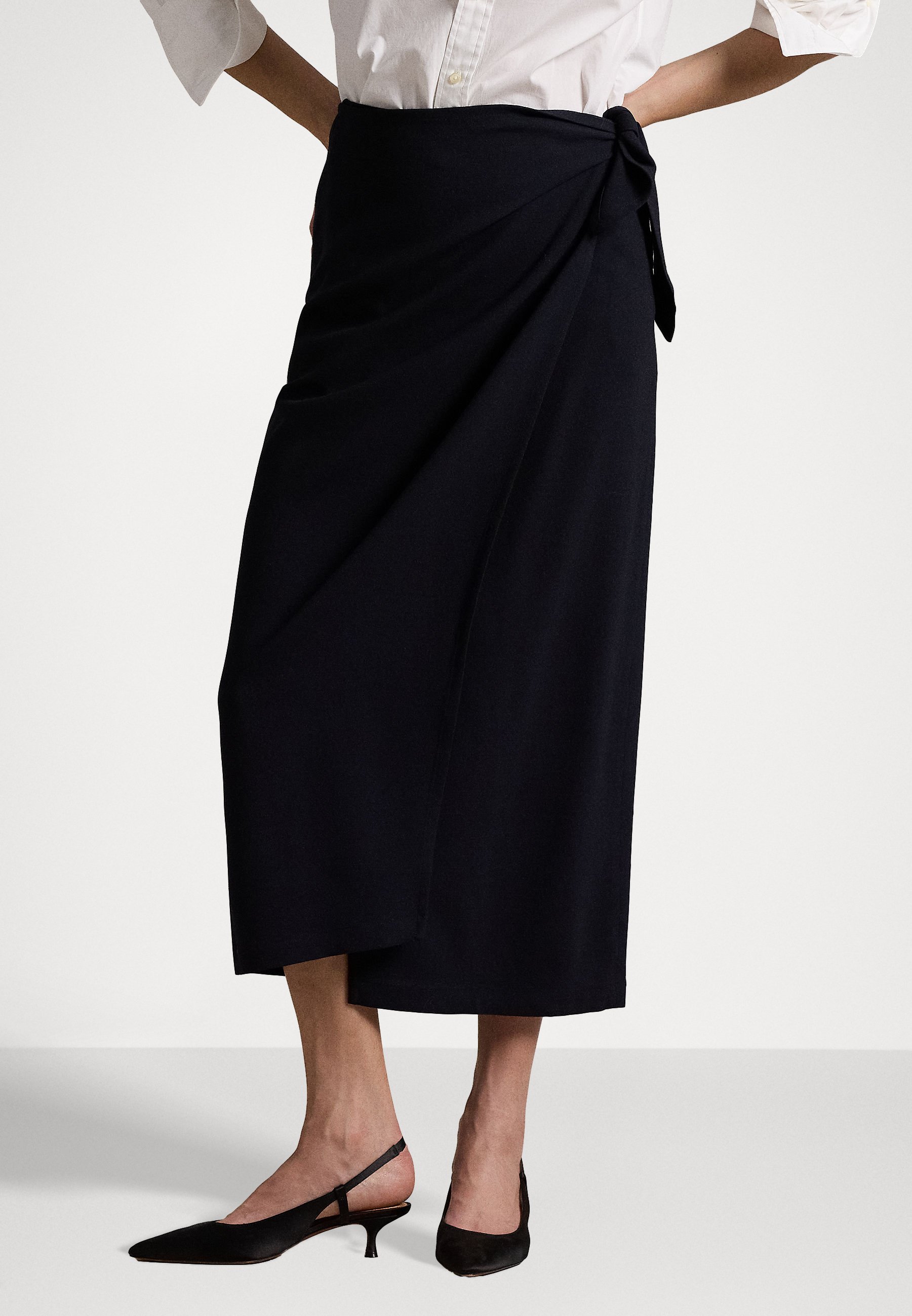 Polo Ralph Lauren WOOL CREPE WRAP SKIRT - Wrap skirt - worth navy 