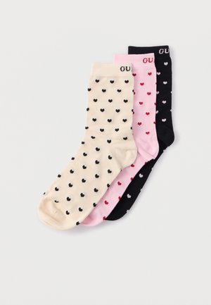 3 PACK HEART SOCKS - Sukat - black/pink/white