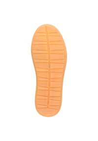 Orange Gummisohle mit strukturiertem Grip-Muster, ausgestattet mit horizontalen und vertikalen Rillen sowie dem Markenlogo an der Ferse. Größe 37 angegeben.