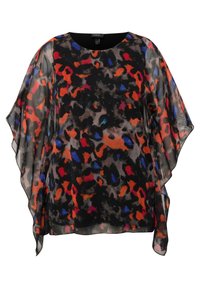 Ulla Popken LEOPARD LAYERED - Poncho - black