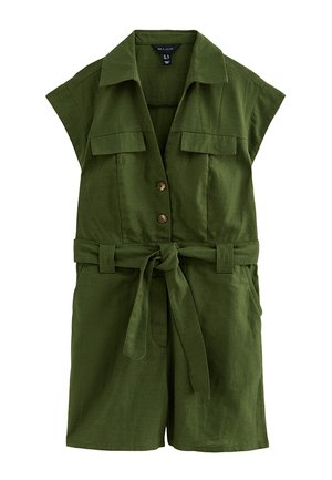 New Look, KHAKI UTILITY SHORT SLEEVE PLAYSUIT - Mono - olive