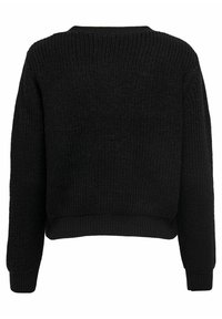Maglione nero lavorato a maglia con finitura testurizzata, scollo a giro, maniche lunghe e polsini e orlo a coste. Presenta una vestibilità comoda.