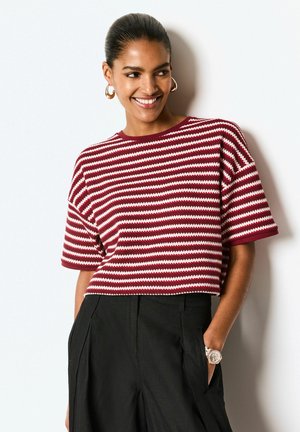 SHORT SLEEVE HEAVYWEIGHT - T-shirt con stampa - red and cream stripe