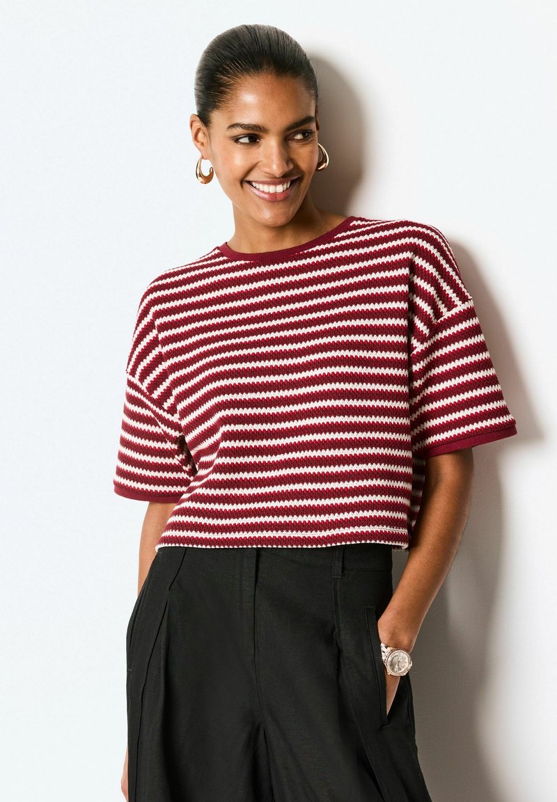 Next SHORT SLEEVE HEAVYWEIGHT - T-shirt med print - red and cream stripe