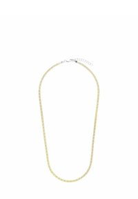 Guldtonad, vriden repkedja med en slät yta, med en silverfärgad lås och justerbar längd med en kedjeförlängning.