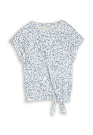 TOM TAILOR, T-SHIRT ALLOVERPRINTED - T-Shirt print - white small leaves design