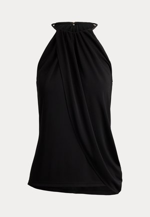 Lauren Ralph Lauren, PLEATED STRETCH JERSEY HALTER TOP - Top - black