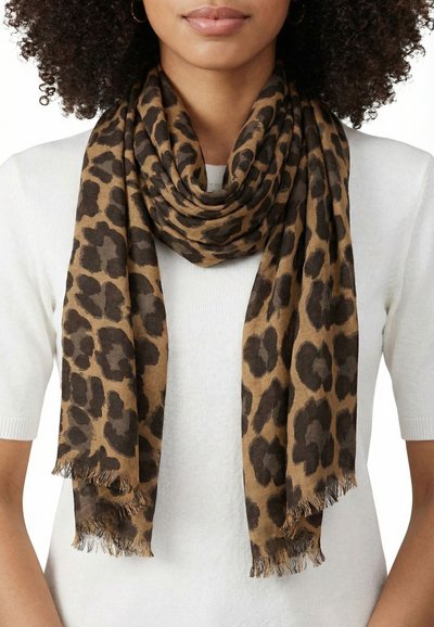 Sciarpa Donna Leopard Morbida In Cotone 100% Made In Italy - Foulard Triangolare Maxi 190x80cm - Leggera E Calda Per Autunno E Inverno