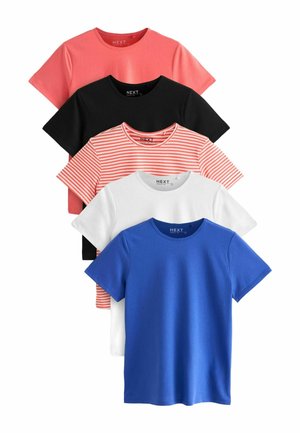 Next 5 PACK CREW NECK RICH - REGULAR FIT - T-shirt print - black white orange blue