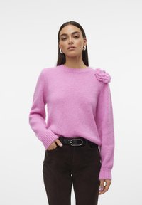 Vero Moda VMADIA ONECK FLOWER - Pulover - fuchsia pink