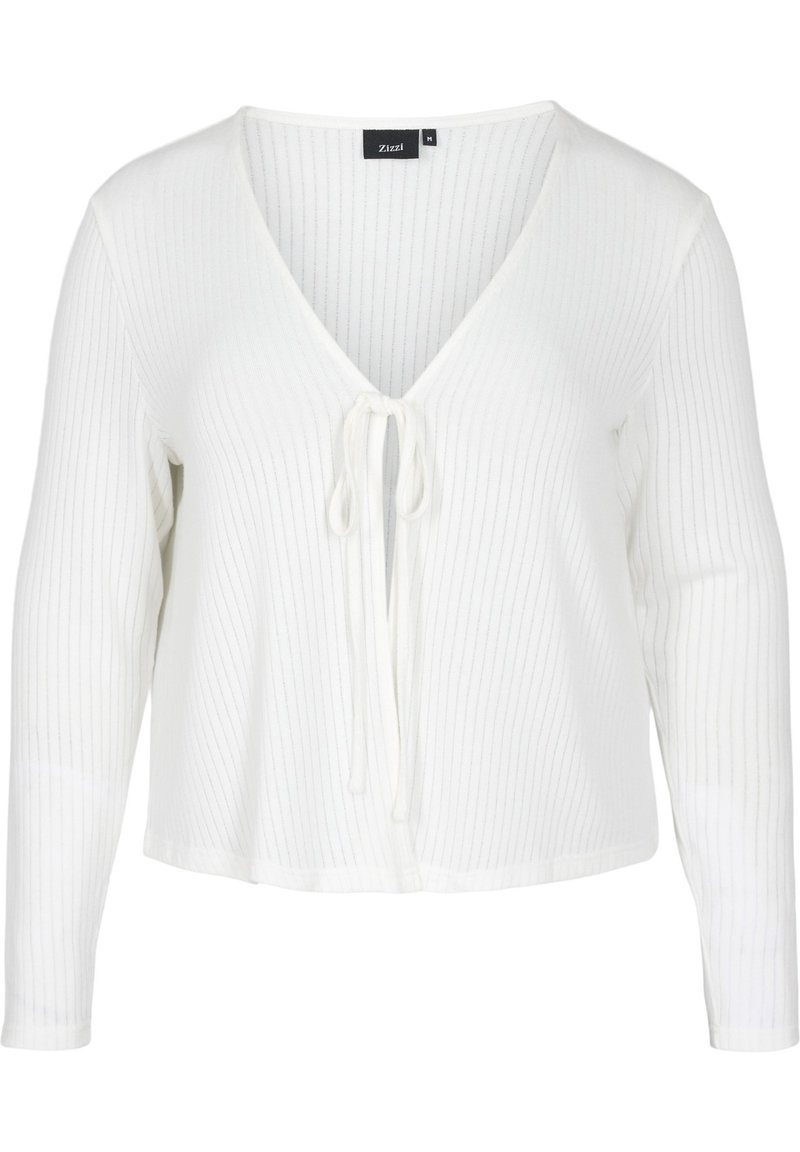 Damen Strickjacken | Zizzi WITH TIE-STRING Strickjacke white/weiß - VF18002 Damen Strickjacken | Zizzi WITH TIE-STRING Strickjacke white/weiß - VF18002