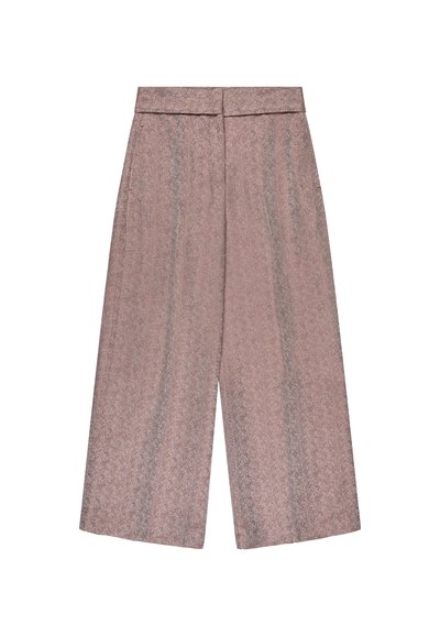 Pantaloni cropped a gamba larga e vita alta in rosa polveroso con un motivo testurizzato sottile e dettagli con spacco laterale.