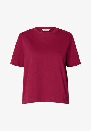 Selected, SLWESSENTIAL SS BOXY TEE NOOS - T-shirt basic - anemone