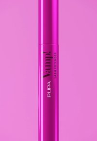 Pupa Vamp! Lash Extender, tubo cilindrico, rosa vivace, finitura lucida, con testo nero. Design semplice senza motivi aggiuntivi.