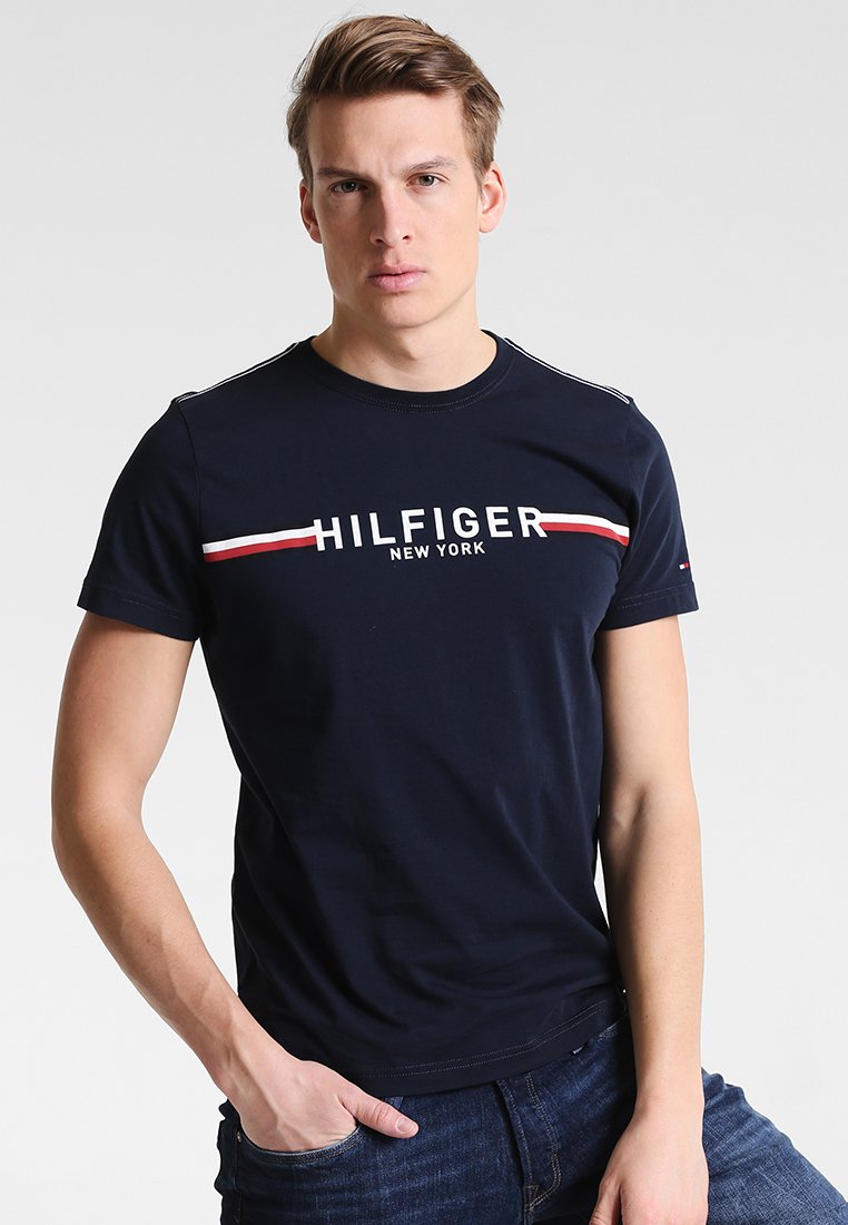 Tommy Hilfiger STRIPED LOGO TEE - Print 