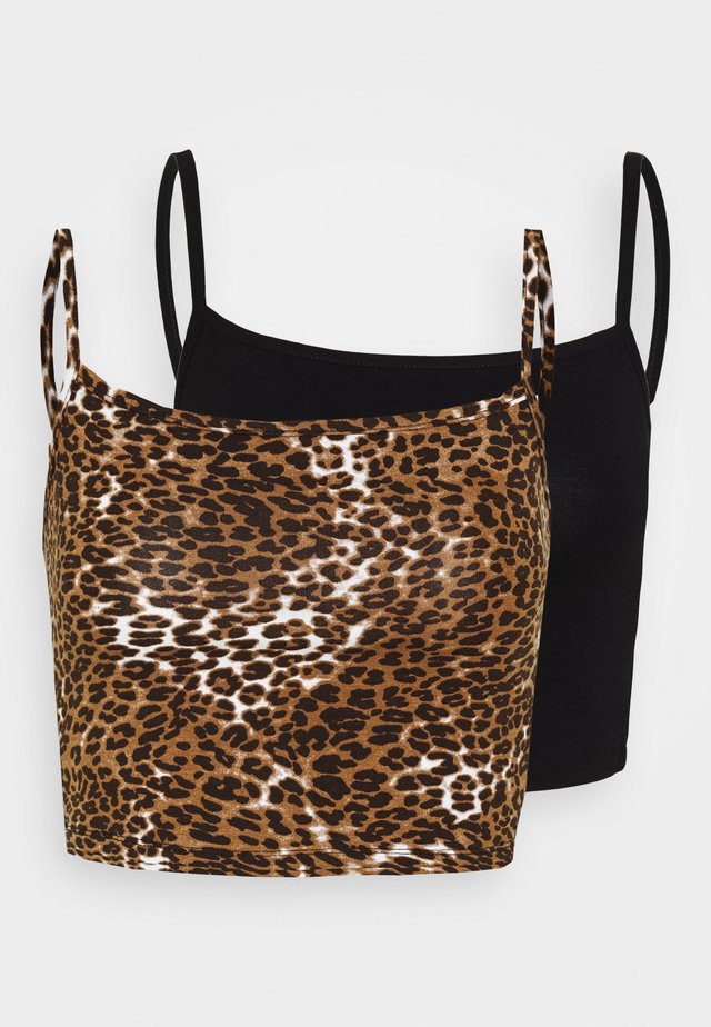 CROPPED STRONG SINGLET 2 PACK - Toppi - black/beige