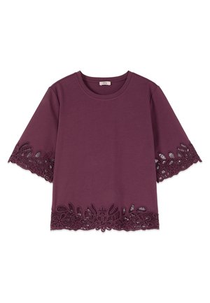 Oltre, T-SHIRT CON DETTAGLI IN MACRAMÉ - Camiseta estampada - viola