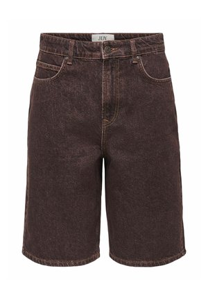 Mørkebrune, højttaljede cowboyshorts med forreste knap, bæltestropper og to forlommer, mærket JDY indeni linningen.