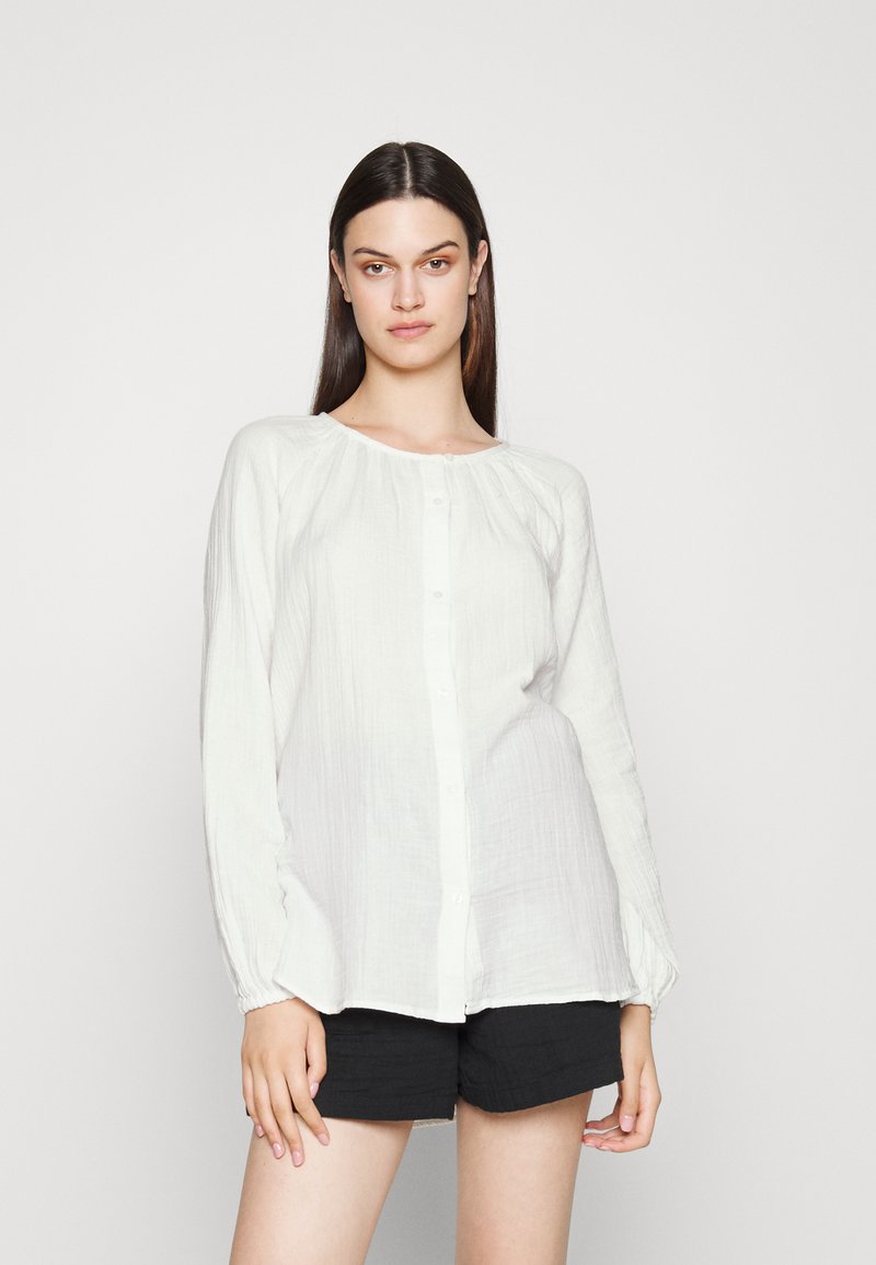 Gap Tall CRINKLE GAUZE SHIRT Blouse new off white/noir ZALANDO.FR