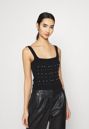 BEADED TWINSET CAMI - Débardeur - black