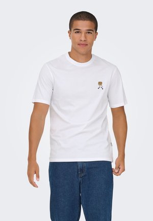 ONSMASS REG EMB SS TEE VD - Camiseta estampada - bright white detail:emb baguettes