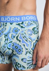 Boxer briefs masculinos com um padrão floral abstracto em verde e azul. Possui uma cintura elástica azul clara com o logótipo "BJÖRN BORG". Material suave e elástico.