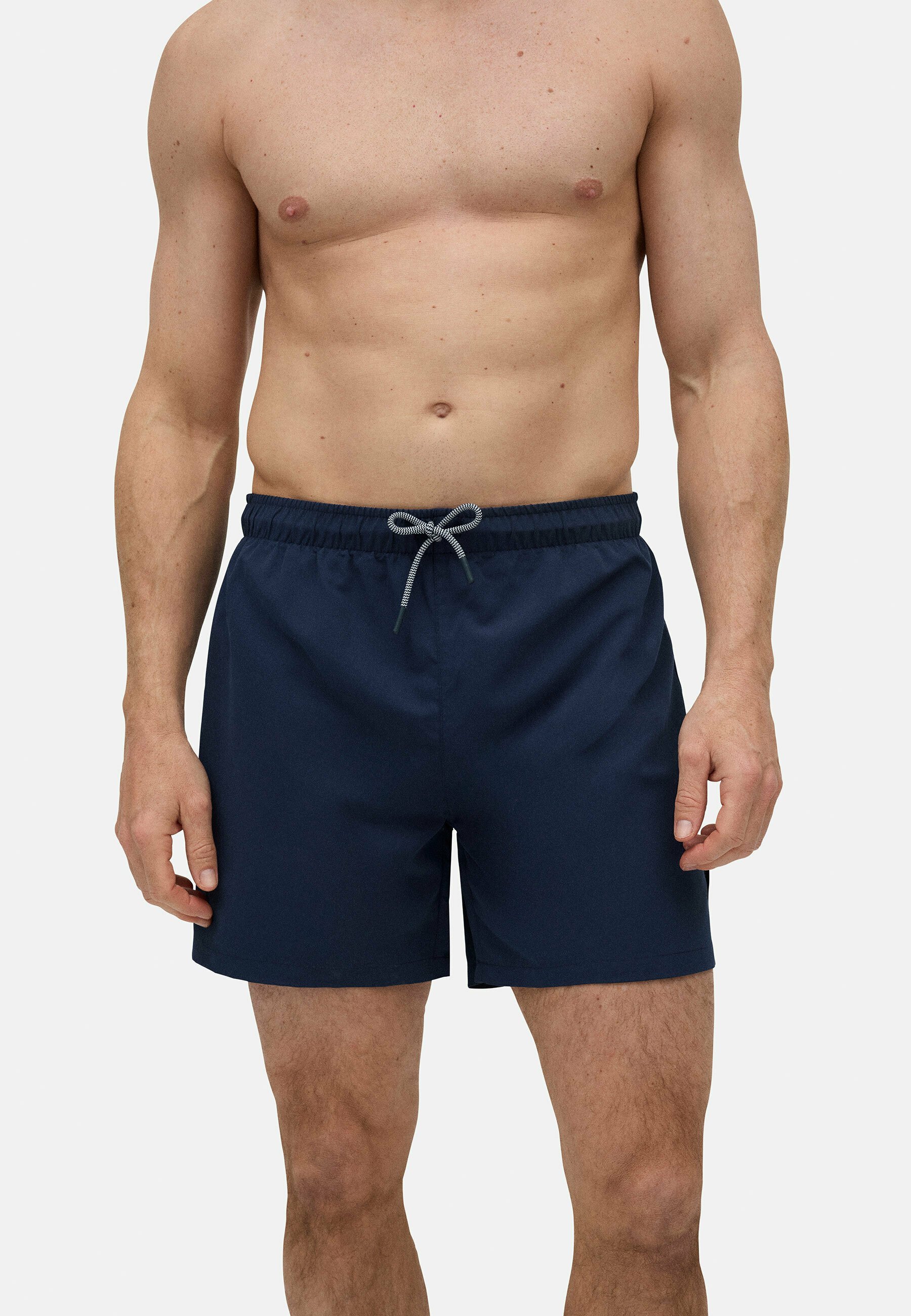 Ysabel Mora Badehose Mittelhöhe Kariert Blau – Herren-Badeanzug Aus Schnell Trocknendem Polyester