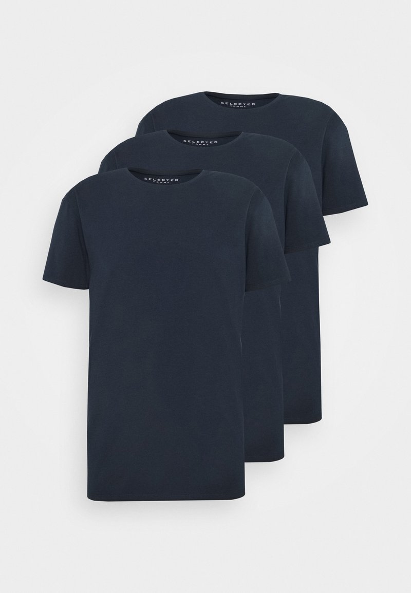 Selected Homme SLHNEWPIMA O NECK TEE 3 PACK - T-Shirt basic - navy 