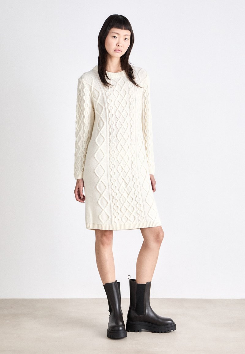 black knit dress with white trim Long Sleeve Noir Knit Dress 2 / Noir