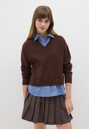 REGULAR FIT V-NECK  - Maglione - dark brown