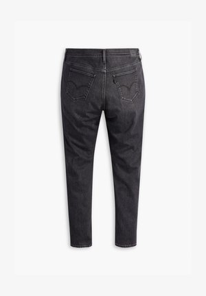 Dark gray denim jeans with a slim fit, featuring two back pockets and signature stitching. The texture is smooth with a classic denim finish.