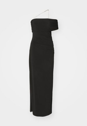 Hervé Léger ASYMMETRICAL GOWN CRYSTAL TRIM - Trikotāžas kleita - black