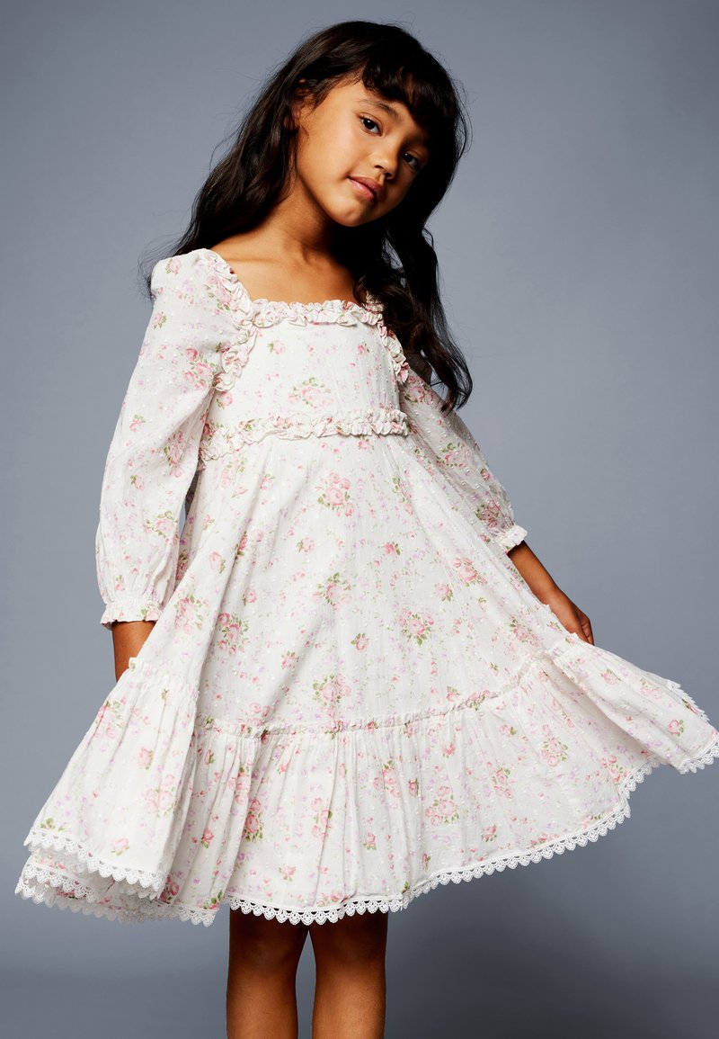 Needle & Thread VINTAGE DITSY RUFFLE KIDS DRESS Jurk moonshine/donkerroze Zalando.nl