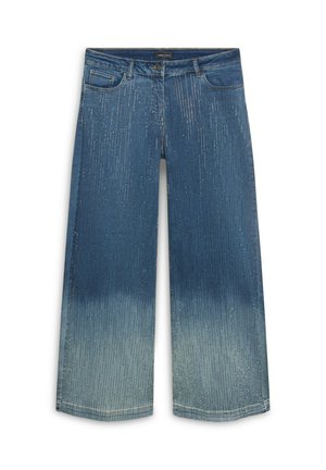 Fiorella Rubino, JEANS WIDE LEG CON PIOGGIA DI STRASS - Wide leg - blu
