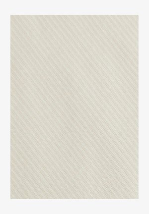 Tejido ribeteado de color beige claro con una textura fina, que presenta rayas verticales para un patrón sutil. Material suave y flexible.