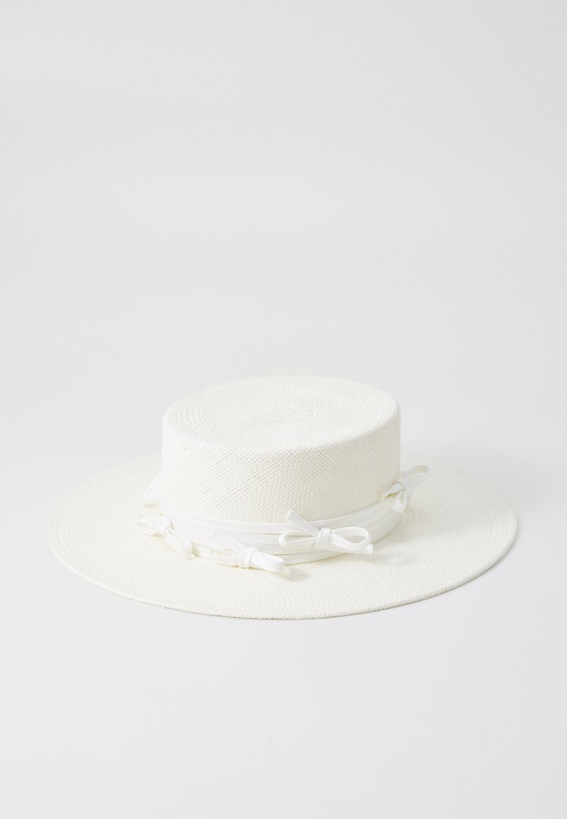 RUSLAN BAGINSKIY - EMBELLISHED BOW TIES BOATER HAT - Hut - white, Vergrößern