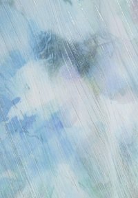 Sheer fabric in light blue with abstract patterns, featuring metallic silver threads that create vertical stripes and a soft texture.