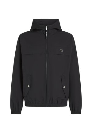 Must mustaga, millel on tõmblukk, kaks esi-taskut, elastsed varrukad ja lihtne logo vasakul rinnal. Sile, kerge kangas.