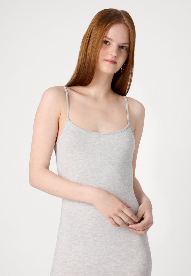 Gina Tricot SOFT TOUCH MAXI SLIP DRESS - Jersey dress - grey  melange/mottled grey - Zalando.ie