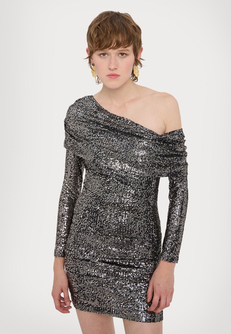 mini white dress sparkly Akaira Mini Dress in Sequin Mesh Ivory , Frill